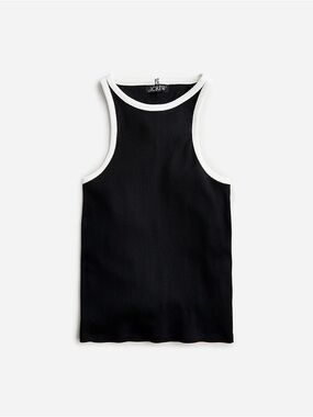 J.Crew Vintage rib high-neck cutaway tank top with contrast trim